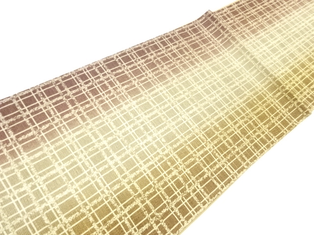  格子模様織出し袋帯